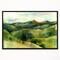 Designart - Green Mountains Watercolor - Landscape Painting Canvas Print in Black Frame